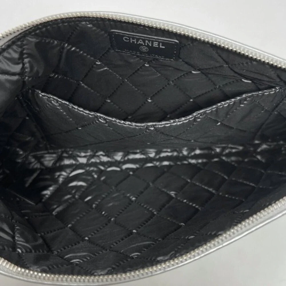 Chanel Silver Lambskin Clutch Keyboard Robot‎ Charm Karl Lagerfeld 2017 Bag